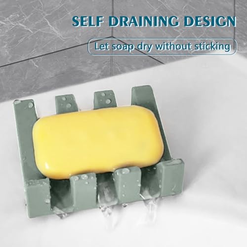Self Draining Soap Dish Holder,Silicone Soap Dish,for Bathroom,Kitchen, Sponges，Can Extend Soap Life，Keep Soap Bars Dry and Easy Cleaning (Green,1-Pack) - color: Green,1-pack