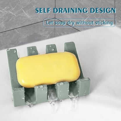 Self Draining Soap Dish Holder,Silicone Soap Dish,for Bathroom,Kitchen, Sponges，Can Extend Soap Life，Keep Soap Bars Dry and Easy Cleaning (Green,1-Pack) - color: Green,1-pack