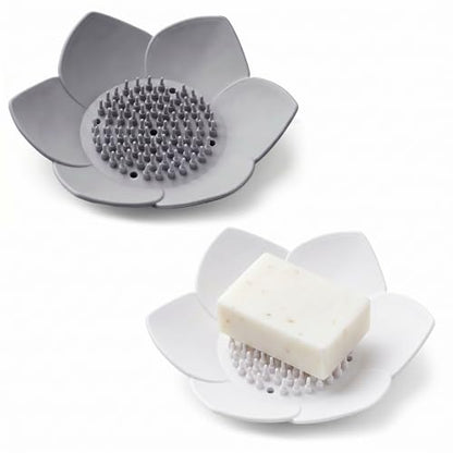 JJUNW 2 Pack Silicone Soap Holder with Self Draining, Lotus Shower Steamer Trays Soap Dish for Shower Sink Bathtub - Non-Slip Bar Soap Saver Extend Soap Life
