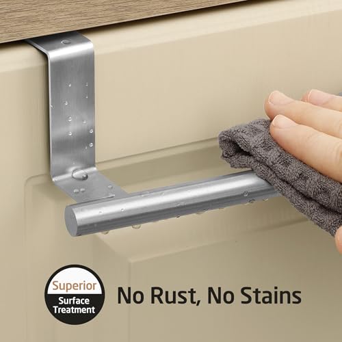 KES Over The Cabinet Door Towel Rack, Kitchen Towel Holder, 2 Pack | Anti-Wobble Stable Fit, Fit Doors Under 1" Thick, SUS304 Stainless Steel Bars for Dish Hand Towels, Brushed Finish - color: Brushed Finish