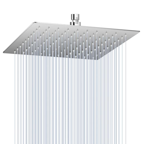 10 Inch Rain Shower Head Brushed Nickel - All Metal Stainless Steel 304, Ultra Thin Design, Modern Bathroom Square Rainfall Showerheads - Full Body Coverage Bath Shower - color: Brushed Nickel, size: 10 Inch Square