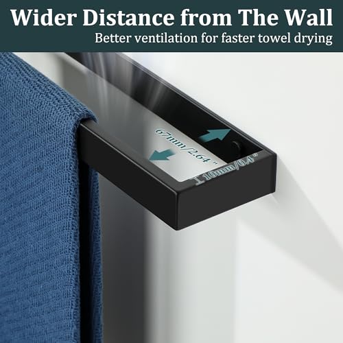 Sayayo Matte Black Towel Racks for Bathroom, 24 Inch Towel Bar Wall Mount | SUS304 Stainless Steel Bath Towel Holder, Square Towel Rod (22.8 Inch Hanging Length) - color: Black, size: 24 Inch（Screw Fixing Only）
