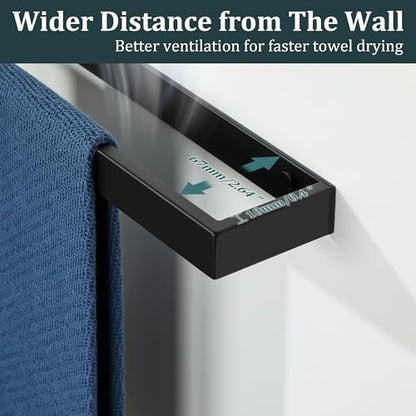 Sayayo Matte Black Towel Racks for Bathroom, 24 Inch Towel Bar Wall Mount | SUS304 Stainless Steel Bath Towel Holder, Square Towel Rod (22.8 Inch Hanging Length) - color: Black, size: 24 Inch（Screw Fixing Only）
