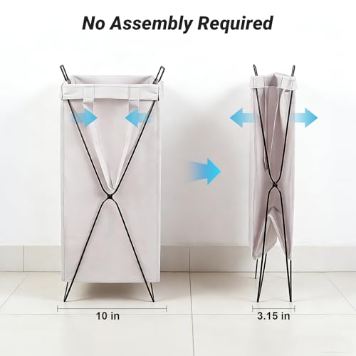 13-Gallon Slim Laundry Hamper – Collapsible Clothes Basket for Bedroom, Bathroom, Dorm & Apartment, Foldable Laundry Bin with X-Shaped Steel Support
