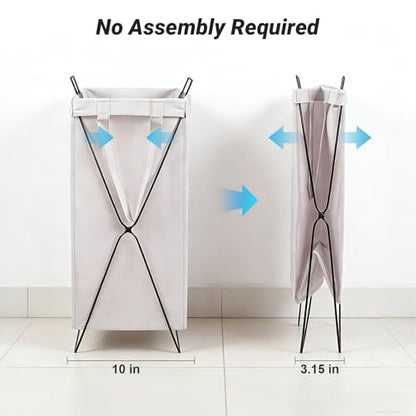 13-Gallon Slim Laundry Hamper – Collapsible Clothes Basket for Bedroom, Bathroom, Dorm & Apartment, Foldable Laundry Bin with X-Shaped Steel Support