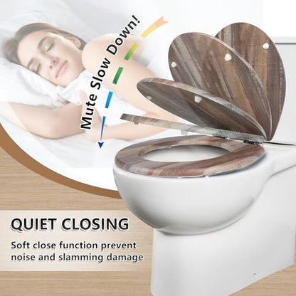 Angol Shiold Toilet Seat ROUND Molded Wood 16.5Inch(Board) | Quietly Close and Quick Release Metal Hinges, Easy to Install also Easy to Clean - color: Board, size: Round-16.5“