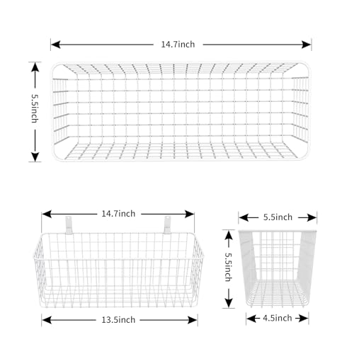 Joben Oligey 3 Set [Extra Large] Hanging Wall Wire Baskets, Farmhouse Food Storage Kitchen Pantry Laundry Closet Garage RV, White - size: White - Extra Large