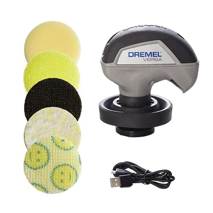 Dremel Versa Power Scrubber Kit with 5 Scrub Daddy Cleaning Sponge Pads - Waterproof Cordless Electric Spin Scrubber, High Speed, Multi-Surface Cleaning for Kitchen, Household, and Bathroom, PC10-07 | 5 Scrub Daddy Cleaning Sponge Pads, Waterproof Cordles