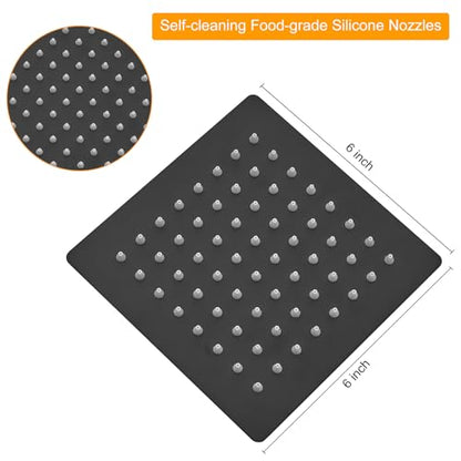 6 In Rain Shower Head High Pressure Rainfall Shower Head Matte Black | Square Rain Bathroom Showerhead, High Flow, Large Stainless Steel, Ceiling Mounted, Wall Mounted, Waterfall Full Body - color: Black, size: 6 Inch