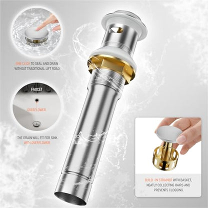 Widespread 8 Inch Lead-Free Brushed Nickel Stain-Resistant Bathroom Faucet(Stainless Steel), 2 Handle 3 Hole Swivel Spout RV Bathroom Vanity Sink Faucet with Metal Drain & Supply line, BF03042-K01-GBN - color: ‎Brushed Nickel - 8 IN
