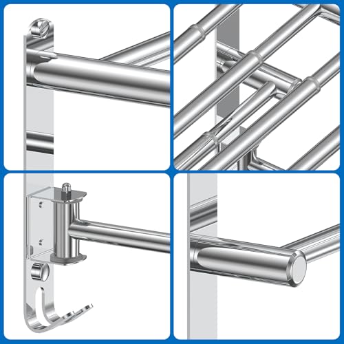Retractable Towel Rack for Bathroom Stainless Steel Extendable Towel Shelf with 180° Swing Arms Wall-Mounted Towel bar with for Laundry Room (180 Rotating Towel bar) - color: Silvery