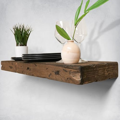 Urbandi Rustic Distressed Floating Shelves, Set of 2, Handmade Out of Pine Wood, 3 Inch Thick, Made in USA (Jacobean, 36Lx3Hx6D) - color: Jacobean, size: 36Lx3Hx6D