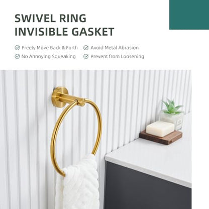 Angle Simple Bathroom Towel Holder, Towel Ring Swivel, Brushed Dark Gold | Solid SUS304 Stainless Steel, Kitchen Dishrag Hanger 7.09", Move Up & Down, Screws Wall Mount - color: Brushed Dark Gold