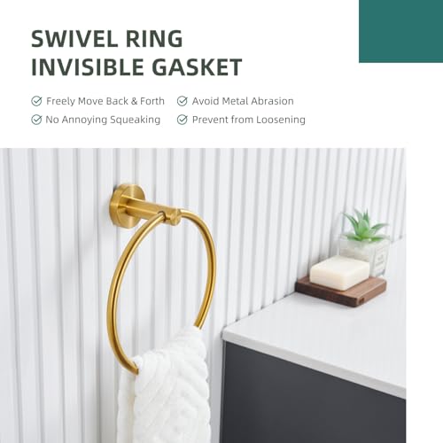 Angle Simple Bathroom Towel Holder, Towel Ring Swivel, Brushed Dark Gold | Solid SUS304 Stainless Steel, Kitchen Dishrag Hanger 7.09", Move Up & Down, Screws Wall Mount - color: Brushed Dark Gold