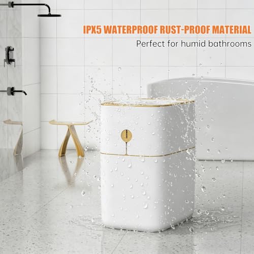 funest Smart Bathroom Trash Can with Lid, 3.6 Gallon Slim Motion Gold Sensor Garbage Bin with Inner Bucket, Trash Can with Lid Waterproof for Kitchen Office