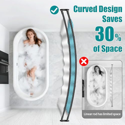 Double Curved Shower Curtain Rod 42 to 72 Inches Elegant Double Shower Curtain Rod Adjustable Wall Mounted Double Shower Curtain Pole for Bathroom (Black, 42 to 72") - color: Black 1, size: 42"-72"