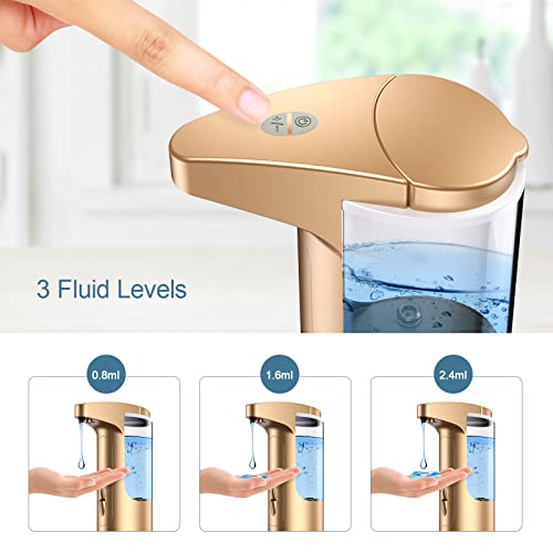 370ml Touch-Free Battery Operated Electric Automatic Liquid Soap Dispenser - Adjustable Soap Dispensing Volume - Premium Soap Dispenser for Kitchen Bathroom Toilet (Golden) - color: Gold