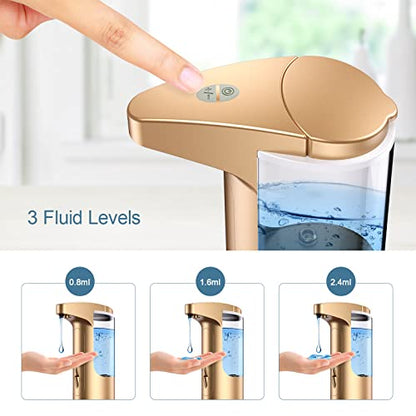 370ml Touch-Free Battery Operated Electric Automatic Liquid Soap Dispenser - Adjustable Soap Dispensing Volume - Premium Soap Dispenser for Kitchen Bathroom Toilet (Golden) - color: Gold