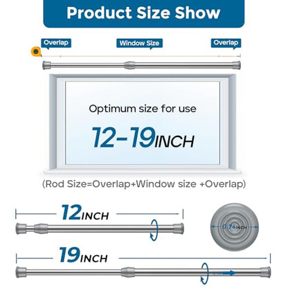 Spring Tension Curtain Rod Short Tension Rod (Silver,12" to 19"-2Pcs) - color: Silver, size: 12" to 19"-2Pcs