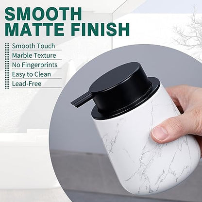 Bosilunlife 12Oz Ceramic Foam Soap Dispenser for Bathroom Kitchen Counter | Premium countertop foam pump creates delicate dense foam, stable desktop placement, Marble - color: Marble