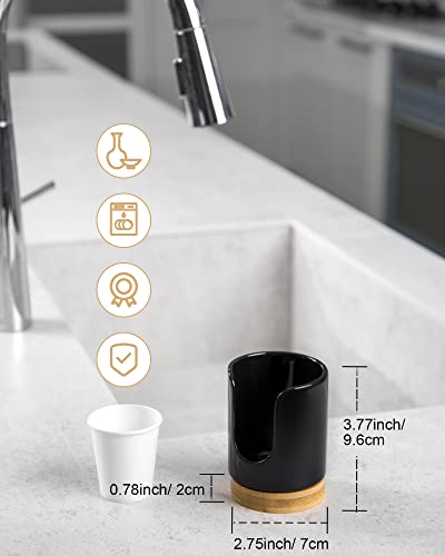 Ceramic Bathroom Cup Holder, 3 oz Dispenser, Black, 2 Pack | Mouthwash Cups Dispenser for Bathroom, Guest Toiletries, Countertop - color: Black, size: Set/2