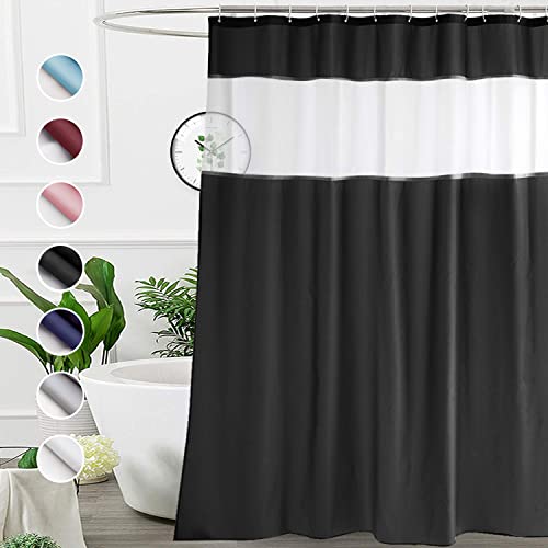 UFRIDAY Dark Shower Curtain Long 72-Inch x 78-Inch, Fashion Polyester Shower Curtains for Bathroom - color: Black, size: 72"W x 78"L (Pack of 1)