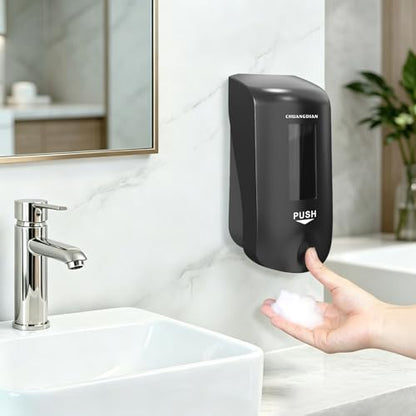 Manual Foaming Soap Dispenser, 1000ml, Space Black | No-Drill, Wall Mounted, Large Viewing Window, Super Easy Refills, Commercial & Home - color: Space Black