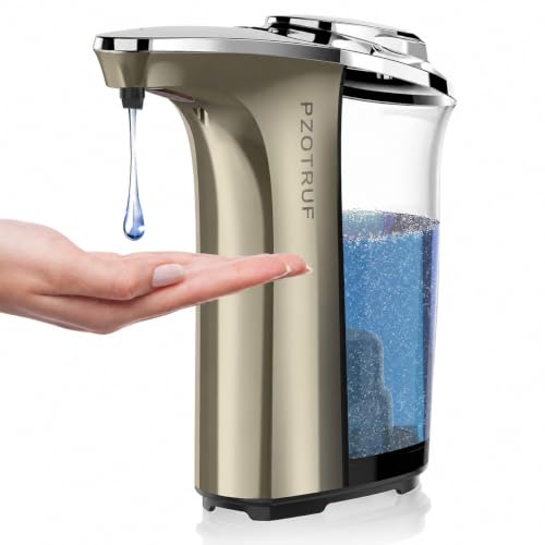 Automatic Soap Dispenser, 17oz Touchless Liquid Dish Soap Dispenser Kitchen | 17OZ Large Capacity, Infrared Sensor, 5 Adjustable Soap Levels, Hand Dispenser for Bathroom Kitchen Sink, Battery Operated - color: Champagne Gold