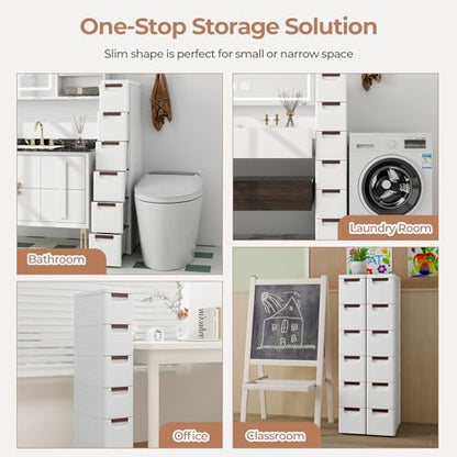 MAT EXPERT Narrow Storage Drawers, Slim Rolling Drawer Cart with Universal Wheels, Convenient Handles, Storage Organizer Utility Cart for Bedroom, Living Room, Bathroom, Kitchen (6 Drawer) - size: 6 Drawer