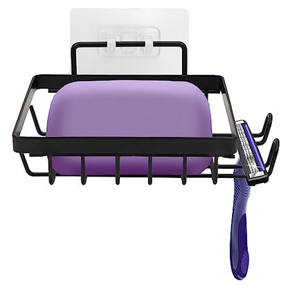Carrie Joe Soap Holder Self Draining Soap Dish Razor Holder for Shower Wall Not Punched Easy Clean Bar Soap Holder Fit for Bathroom, Kitchen Sink - color: Charcoal Black