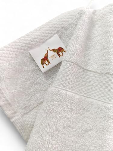 Mango Gifts 100% Cotton Hand Towels – Soft Terry Cotton with High Absorbency, Quick Dry, Lightweight and Durable, Machine Washable Towels for Bathroom, Gym and Spa, 28 x 15 Inch, Set of 2, White - color: White