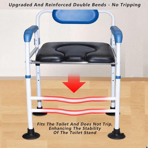 Toilet Safety Rails,Bathroom Toilet Safety Frame,Freestanding Toilet Safety Rail with Padded Handles Fits Most Toilets