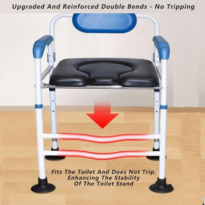 Toilet Safety Rails,Bathroom Toilet Safety Frame,Freestanding Toilet Safety Rail with Padded Handles Fits Most Toilets