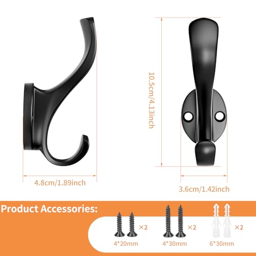 Coat Hooks Heavy Duty - Durable wall Mounted Hooks Aluminum Alloy Towel Hooks for Hanging Towel, Key, Robe, Scarf, Entryway Cubicle Closet Mudroom Bathroom Garage (8 Pack-Black) - color: 8 Pack-Black
