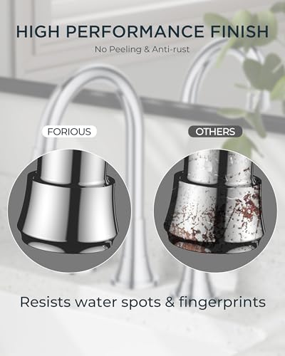FORIOUS 8 in Widespread Chrome Bathroom Faucet 3 Hole, Chrome Faucet Vanity | 8 Inch Widespread Bathroom Faucet 3 hole Vanity and 4 Inch Bathroom Faucet Centerset 2 Hole for B2B Commercial, Spare Aerator - color: Chrome, style: Modern