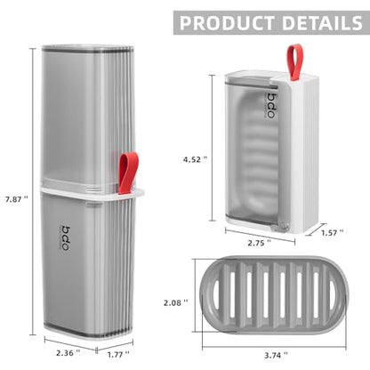 Bar Travel Soap Case Container, Portable Toothbrush Case Holder, Clear Gray | Dish Soap, drainage, leakproof, 7.88 in, Traveling Toothpaste Tooth Brush Holder, Cover, Trip, Camping - color: Gray White