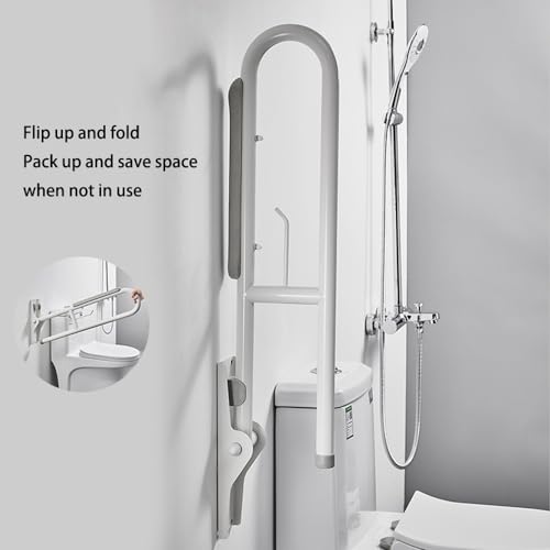 27.6 INCH Stainless Toilet Safety Rails, Disabled Flip-Up Bathroom Grab Bar with Paper Holder, Toilet Handrails Hand Grips Handle Shower Assist Aid, Handicap Grab Bars for Elderly(Gray:Orange) - color: Orange