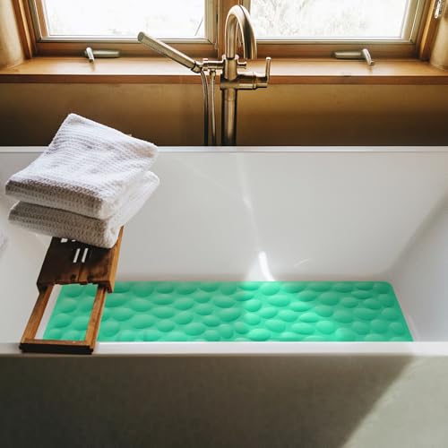Non-Slip Bathtub Mat OTHWAY Soft Rubber Bathroom Bathmat with Strong Suction Cups (Fruit Green, 16x40 inch) - color: Fruit Green, size: 40" x 16" (Rectangular)