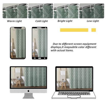 Sage Green Shower Curtain Set for Bathroom, 36" Width Stall Small Boho Shower Curtain with 12 Hooks, Soft Jacquard Design Fabric Shower Curtain, Machine Washable, Sage Green, 36 W x 72 L - color: Sage Green, size: 36"W x 72"L (Pack of 1)