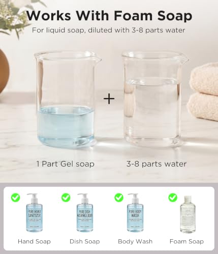 Newise Automatic Foam Soap Dispenser Touchless - 12.3 Oz, Stainless Steel | 2 Adjustable Dispensing Modes, Self-Cleaning, Rechargeable Dish and Hand Soap Dispenser for Kitchen and Bathroom Countertop - size: Foam