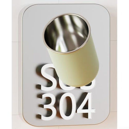 304 Stainless Steel Magnetic Toothbrush Cup with Magnetic Attachment for Convenient Bathroom Wall Mounting, Inverted Design for Effective Water Drainage (White) - color: White