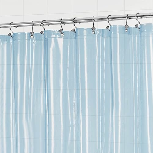 Barossa Design Clear Light Blue Shower Curtain Liner Standard Size | Premium PEVA, PVC Free, Metal Grommets, Waterproof Lightweight Translucent Light Blue Curtain with 3 Magnets for Bathroom - color: Clear Blue, size: 72"W x 72"L (Pack of 1)