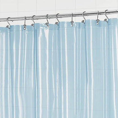 Barossa Design Clear Light Blue Shower Curtain Liner Standard Size | Premium PEVA, PVC Free, Metal Grommets, Waterproof Lightweight Translucent Light Blue Curtain with 3 Magnets for Bathroom - color: Clear Blue, size: 72"W x 72"L (Pack of 1)