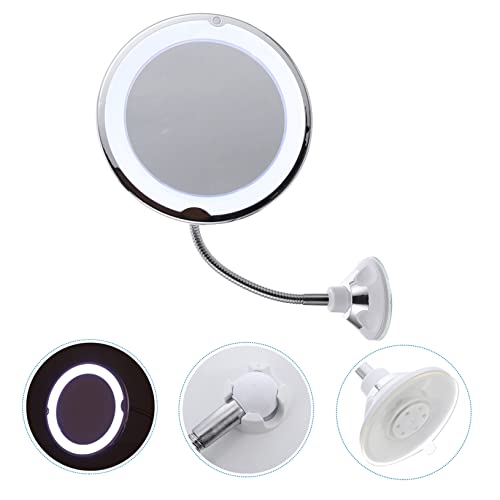360degree Rotating Led Makeup Mirror with Magnification Cup Design for Bathroom Vanity for Eyeliner and Eyebrow Application Superior Clarity Without Distortion