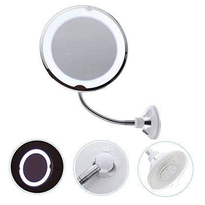 360degree Rotating Led Makeup Mirror with Magnification Cup Design for Bathroom Vanity for Eyeliner and Eyebrow Application Superior Clarity Without Distortion