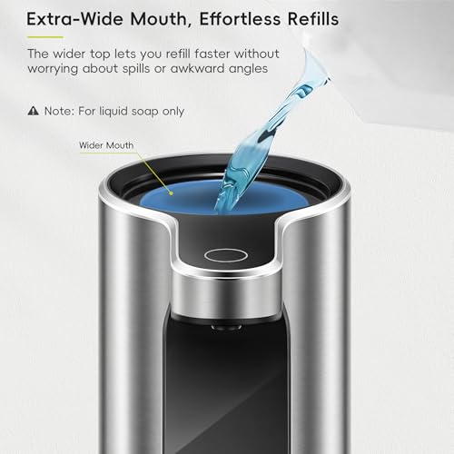 EKO Aroma Pro 13.5 fl oz Touchless Automatic Liquid Soap Dispenser, Rechargeable Hand & Dish Soap Dispenser for Bathroom and Kitchen, Waterproof, Adjustable Volume Control (Stainless Steel) - color: Stainless Steel, size: 13.5 oz (Premium Wireless Chargin