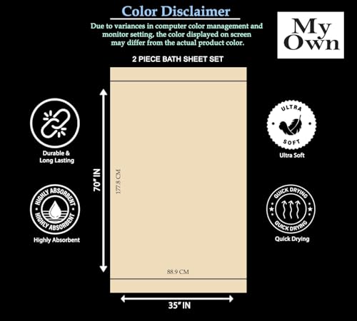 MyOwn Cotton 2 Pack Oversized Bath Sheet 35 x 70, Large Bath Sheet, Ultra Absorbent, Compact, Eco-Friendly and 100% Recyclable, Quick Drying and Lightweight Towel - Navy Blue - color: Navy Blue, size: 2-Piece Bath Sheet Set