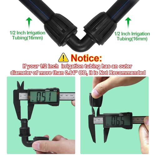 10 Pack 1/2 Inch Drip Irrigation Elbow Fittings (1/2" ID x 0.65" OD) - 1/2'' Drip Line Anti-Drop Barbed Lock Nut Elbow Connectors for 1/2 Inch Drip Irrigation Tubing for Irrigation System - size: 1/2" Drip Elbow