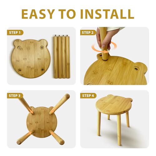 9.8 in Small Wooden Stool, Non-Slip Small Round Stool, Portable and Sturdy, Suitable for Footstools in Bedroom, Bathroom, Kitchen (L) - style: B