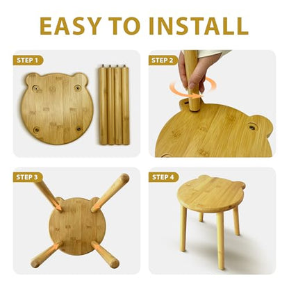 9.8 in Small Wooden Stool, Non-Slip Small Round Stool, Portable and Sturdy, Suitable for Footstools in Bedroom, Bathroom, Kitchen (L) - style: B
